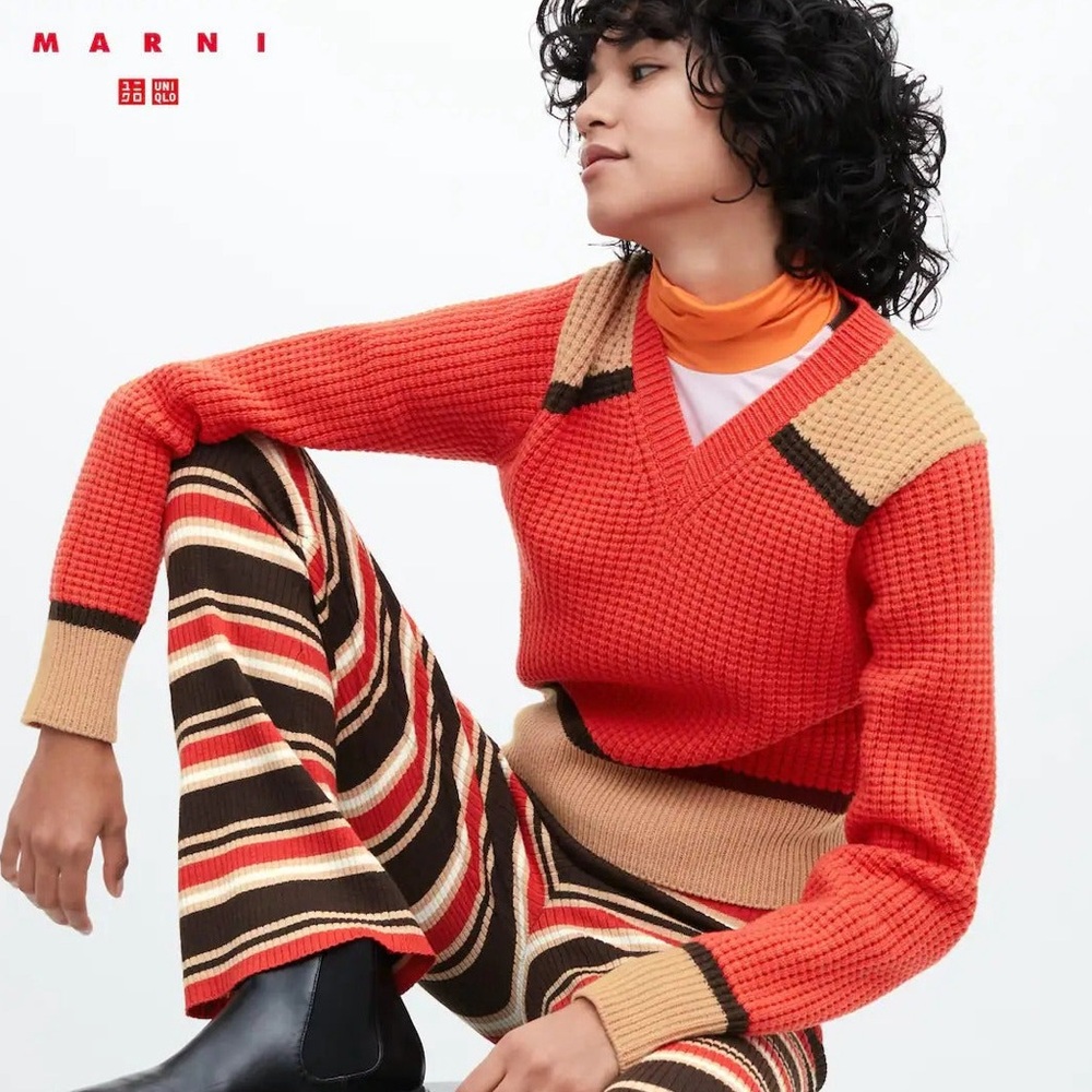 MARNI x Uniqlo orange Tan Wool Sweater